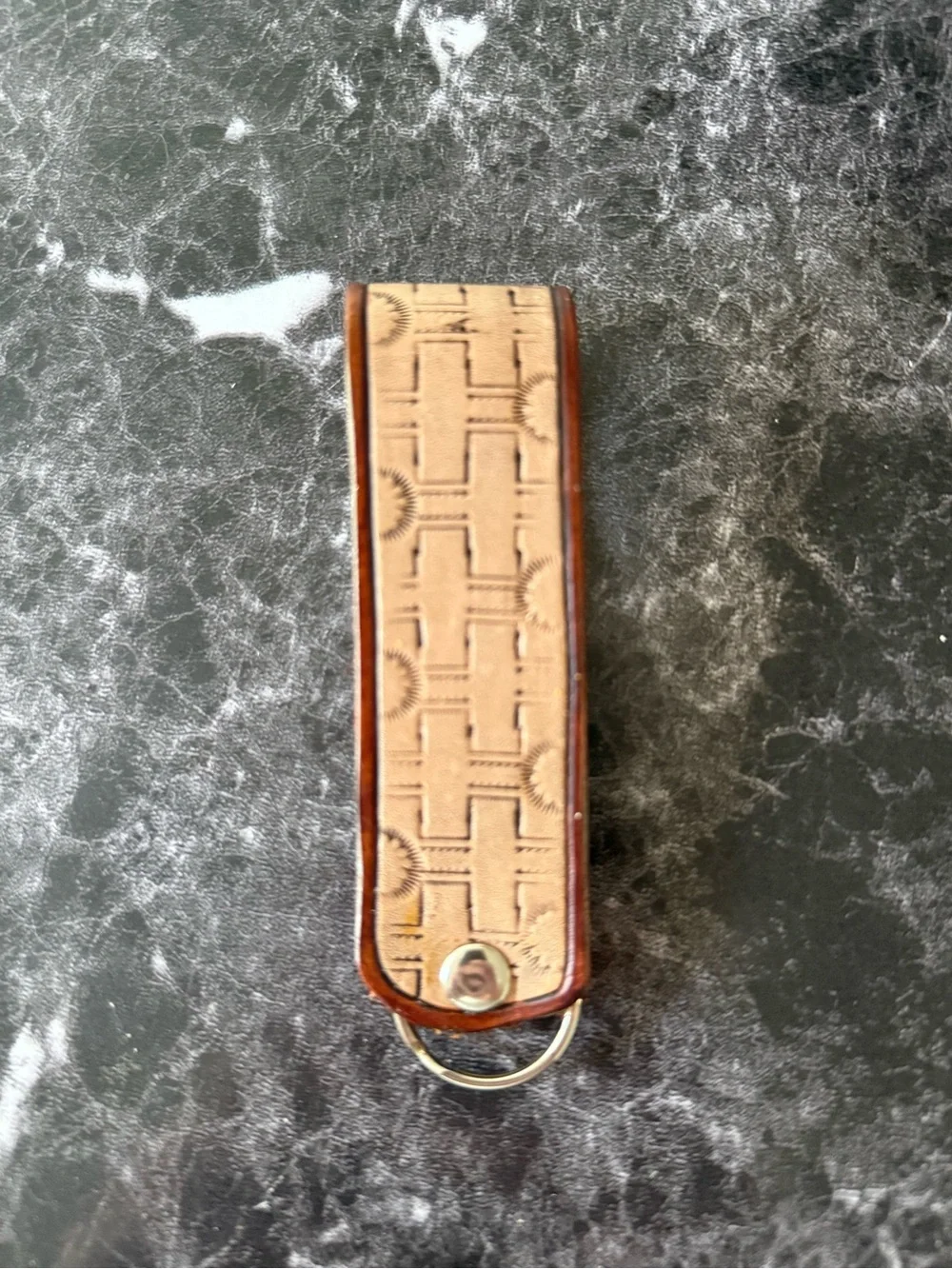 Hand Crafted Leather Tooled Key Fob